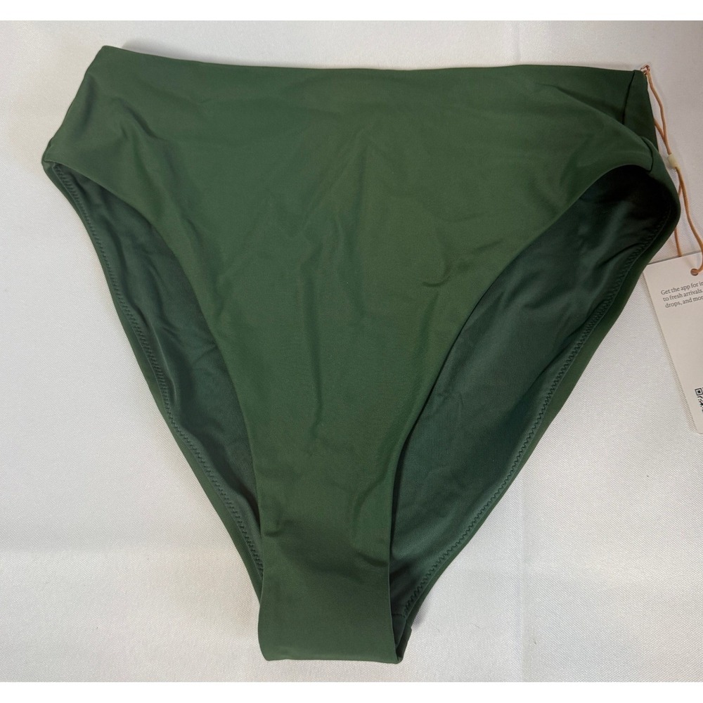 High-Waist Green Bikini Bottom - Women's Swim - Picture 2 of 8